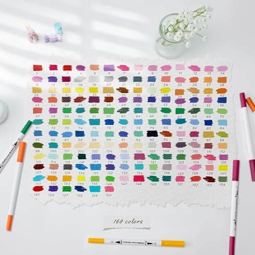 Ohuhu 160 Feutres de Couleur pour Adultes - Aquarelle et Double Pointe Fine et Pinceau pour Calligraphie et Mandala, Mau