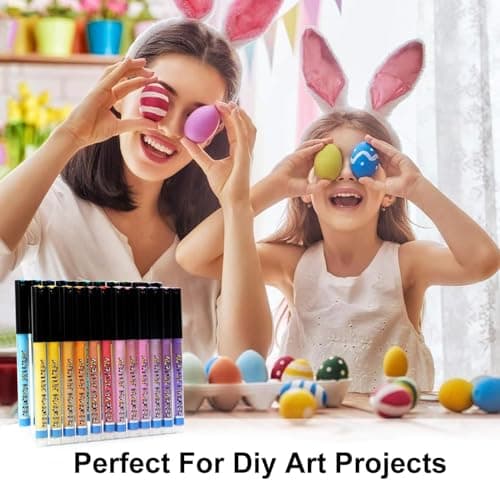 Risiours Marqueurs acryliques 12 couleurs Adultes Oeuf de Noël Fournitures de peinture acrylique