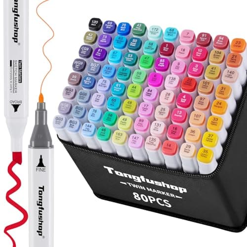 Tongfushop Feutres à Alcool pour Adultes Rapidement Séchants en 2 Secondes Conception Rendu Dessin Affiche — 80 Couleur(Weißer Pfahl)