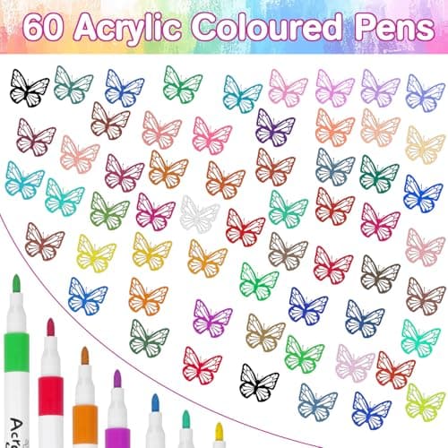 Marqueurs de Feutre Peinture Acrylique Nicety 60 Pièces pour Pierre, Toile, Verre - Feutres Acryliques Universels pour C