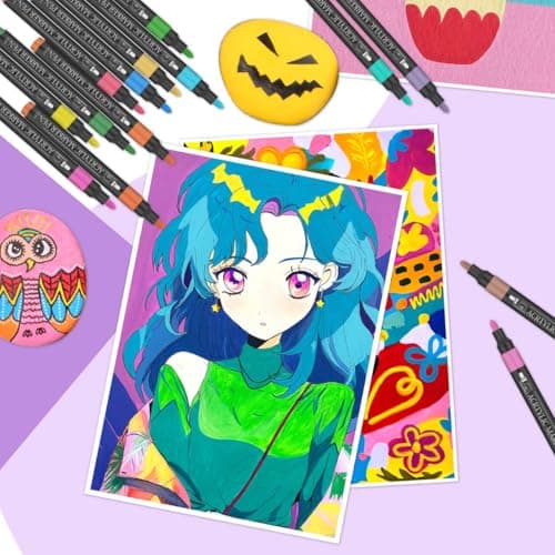 Stylos Peinture Acrylique 60 Feutres – Séchage Rapide, Résistant et Couleurs Vives