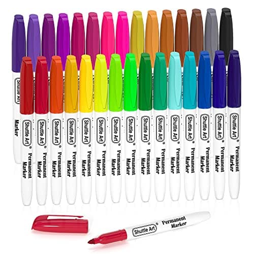 Marqueurs indélébiles shuttle art multicolores | Feutre permanent | Enfants | Coloriage et marquage sur plastique, verre — 30 Couleurs