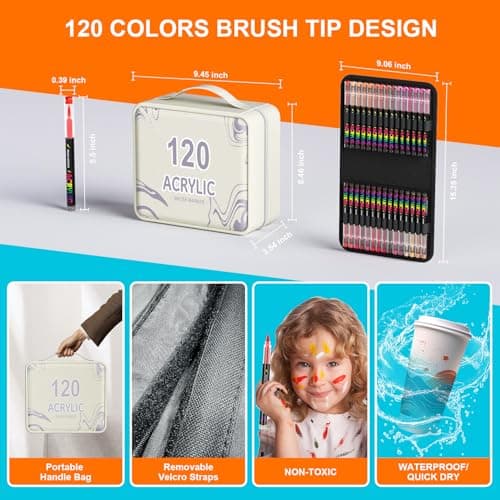 Feutres Acryliques TrendGate 122 Couleurs, Marqueurs Peinture pour Papier et Plus
