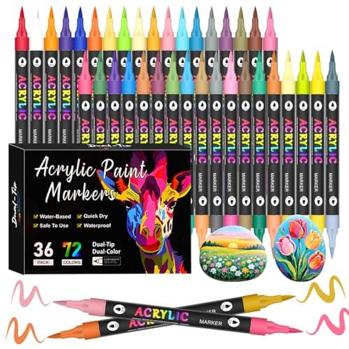 VividHues 72 Couleurs Feutres Acrylique pour Peinture DIY - Idéal pour Bois, Toile, Verre et Céramique