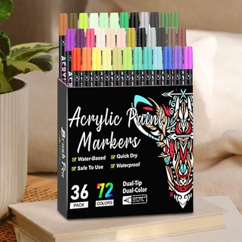 ETUCYNG Jeu De Feutres Acryliques 72 Couleurs Double Pointe | Adultes Fournitures Bureau Décoration