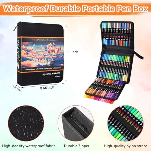 Marque Patamiyar Feutre Acrylique 144 Couleurs 72 Pièces pour Roche Toile Papier Permanent Peinture Acrylique Artiste DI