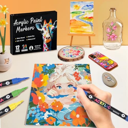 AEDAGA Feutres Acrylique 72 Couleurs, 36 Stylos Marqueur Pour Enfants Et Adultes, Acrylic Marker Pour Décoration De Toil