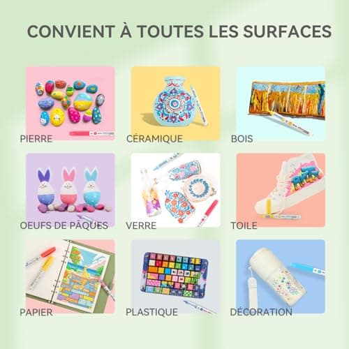Arrtx Peintures Acryliques 36 Couleurs pour Pierre et Verre, Fournitures d'Art Étanches pour Loisirs Créatifs, Marqueurs