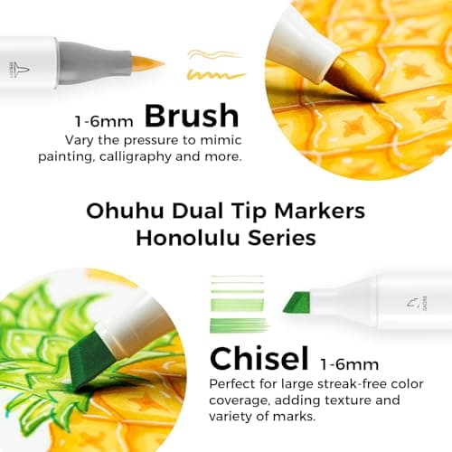 Ohuhu Marqueurs a Alcool 320 Couleurs, Pointe Double Artiste Etudiants, Feutres Adulte Pour Coloriage Calligraphie