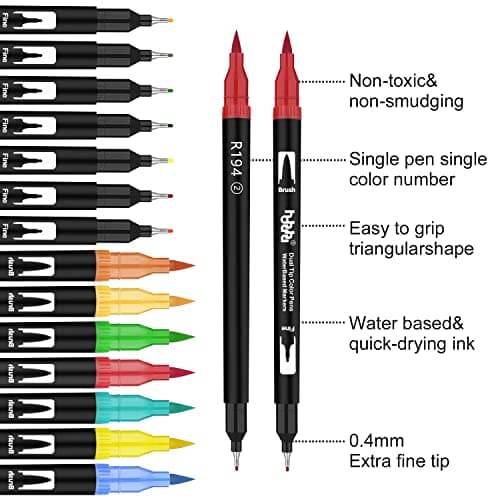 Marqueurs pinceaux HHhouu Lot de 150 à double pointe pour adultes professionnels - Livres de coloriage, cartes à dessin,