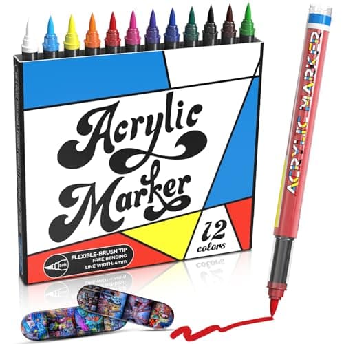 Mockredn 120 Marqueurs Acryliques pour Artisanat - Non Toxiques, Idéaux pour Peinture sur Toutes Surfaces, Offert dans u — 12 colors