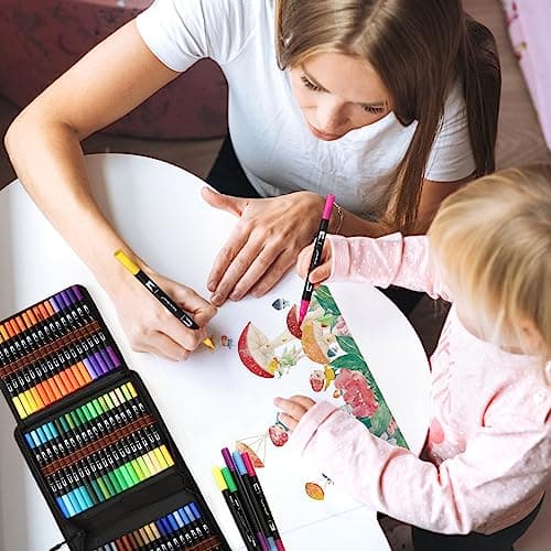 MZH Art marqueurs à pinceau à double extrémité conviennent aux adultes et aux enfants pour colorier et dessiner - set de