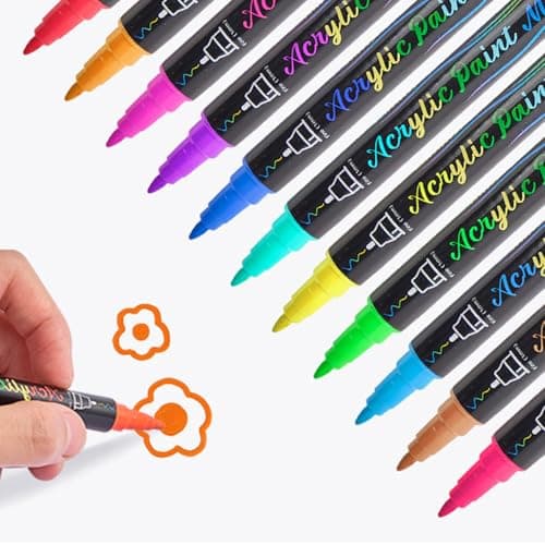 Feutres double pointe 60 couleurs acryliques pour peinture et dessin | Idéaux pour verre, tissu et bois - 60 couleurs ac