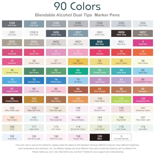 Marqueurs à alcool Arrtx 90 Couleurs Permanent Adultes dessin Animation Manga