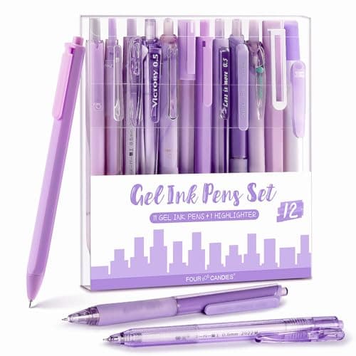 Four Candies Bleuet Crayon Set Neutral 11 Bons_feuillets et 1 Marcador, Pointe Fine Rétrogérez 0.5mm, Stylets Adhésifs M