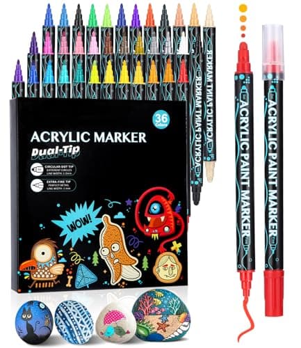 Marqueur Peinture Acrylique 36 Couleurs pour Bricolage et Artistry - Double Pointe - Feutre Coloriage Brush Pen für Rupe