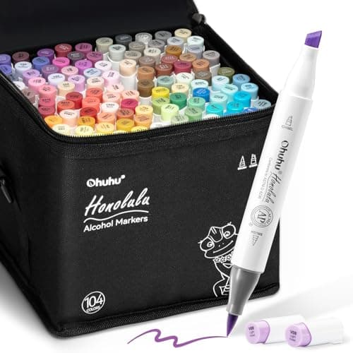 Ohuhu Marqueurs a Alcool 320 Couleurs, Pointe Double Artiste Etudiants, Feutres Adulte Pour Coloriage Calligraphie — 104 Couleurs