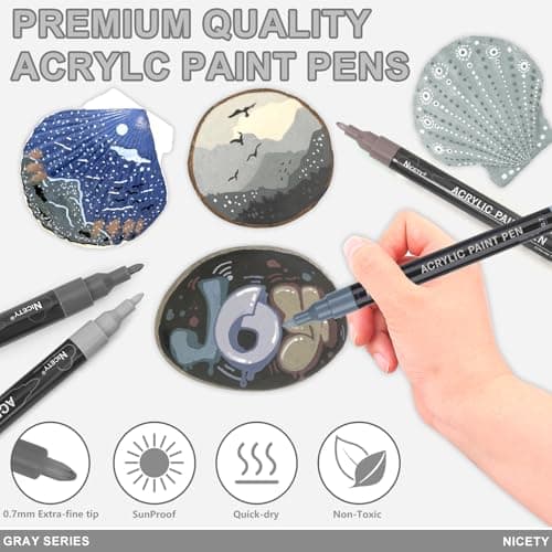 Nicety 0,7 mm Acrylic Paint Marker Verre Bois Toile Céramique Gris