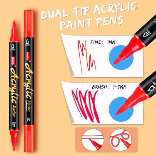 Marqueurs Acrylique Droaful 20 Couleurs Non Toxiques pour Art et Bricolage, Idéaux pour Peinture sur Différents Matériau