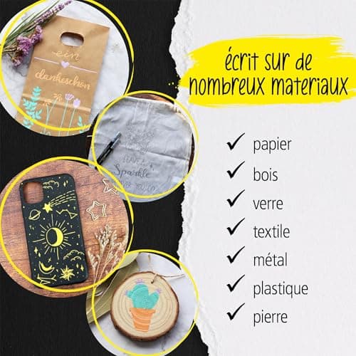 Marker doré Online, stylos acryliques pour feutres à peinture handlettering, boir, verre et plastique, 5 pointes différe