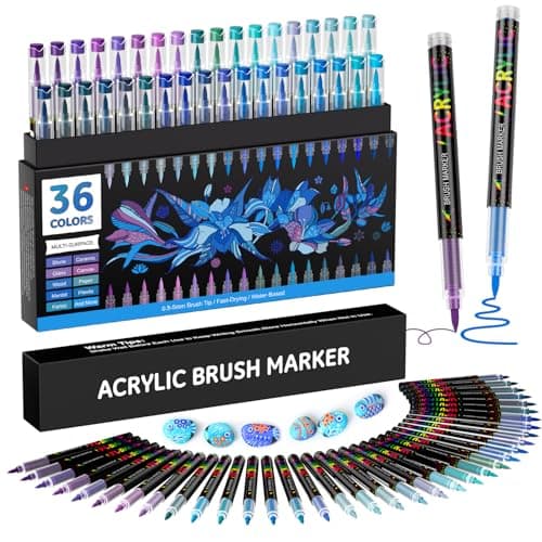 Marqueur acrylique Sonlary 36 couleurs, pinceau inclus, pour tout support - Bleu
