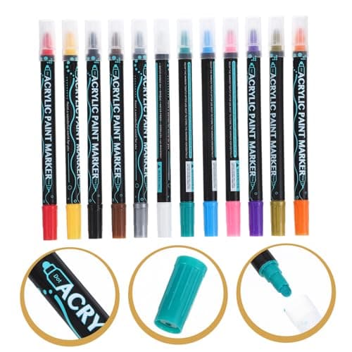 DIYEAH Acrylique Peinture Marqueurs Pour Adultes Artisanat Fournitures Art Céramique Verre Coloriage 12 Pièces