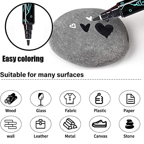FiveMileBro Marqueurs Acryliques Noir et Blanc pour Toile et Supports Multimédia, Marqueurs Peinture pour Artistes, 10PC