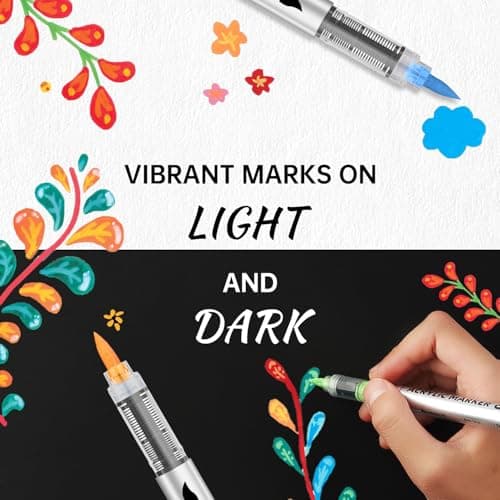 GC QUILL Marqueurs Acryliques à 48 Couleurs – Feutres Pinceau Adulte pour Artiste – DIY et Coloriage – GC-AM48