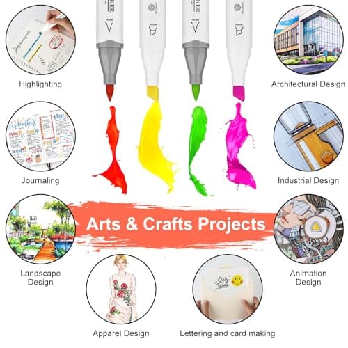 GC QUILL 54 Feutres à Alcool Double Pointe - 53 Couleurs + 1 Blender - Marqueurs Ados et Adultes pour Dessin