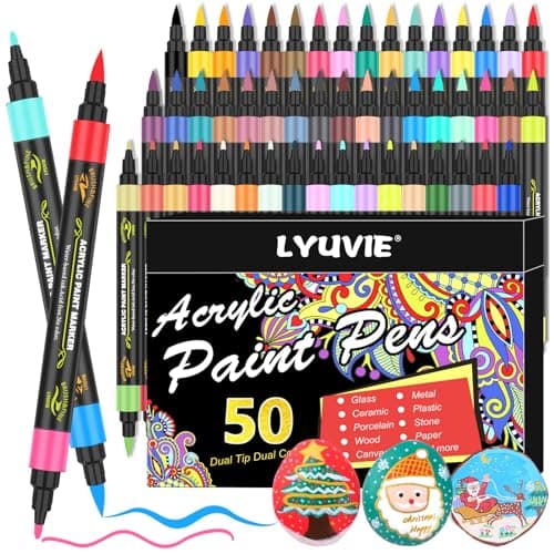 Lyuvie 100 Couleurs Feutre Marqueur Peinture Acrylique pour Les Artisans etétudiants, Usage Multifonctionnel et Qualité
