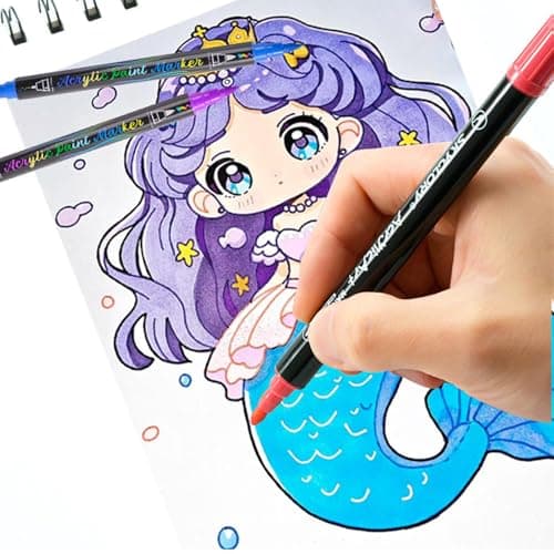 Feutres double pointe 60 couleurs acryliques pour peinture et dessin | Idéaux pour verre, tissu et bois - 60 couleurs ac