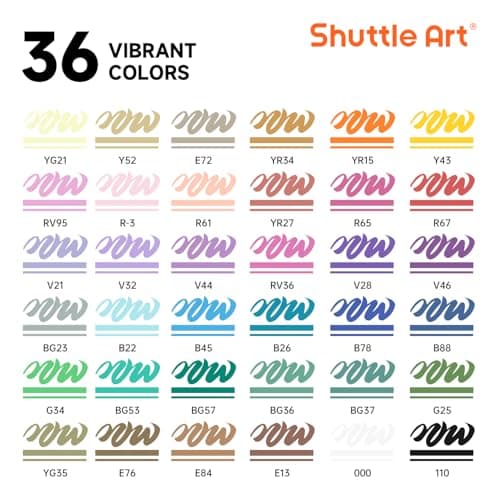 Feutre Acrylique Shuttle Art 36 Couleurs pour Calligraphie et Bricolage, Idéal pour Adultes et Artisans, Accessoires de