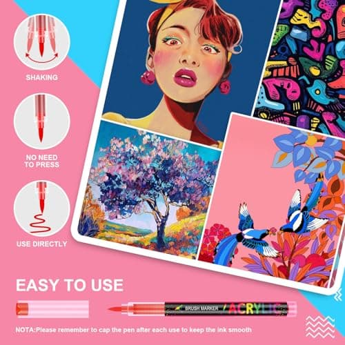Patamiyar 120 Couleurs Feutre Acrylique pour DIY et Fournitures Artisanales, Marqueur Peinture Acrylique à Base D'eau, P