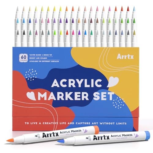 Marqueurs Arrtx pour peinture acrylique 30A couleurs : marqueurs pointe pinceau pour artisans et créatifs, peinture acry — 60A-couleur régulière