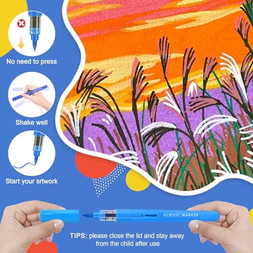 Stylos acryliques IVSUN 60 Couleurs pour Adultes, Peinture sur Pierre et Toile, Design et Qualité pour Artisans et Artis
