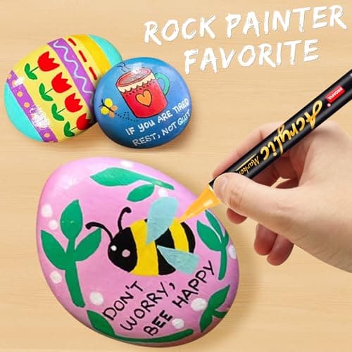 Marqueurs Acrylique Droaful 20 Couleurs Non Toxiques pour Art et Bricolage, Idéaux pour Peinture sur Différents Matériau