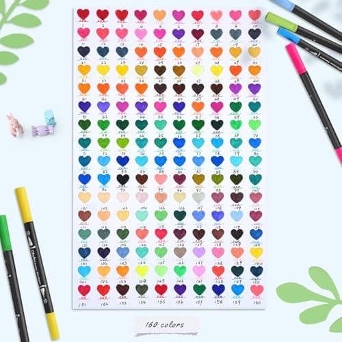 Ohuhu Couleurs de Coloriage Adulte Aquarelle, Boîte de Rangement Maui - Feutres Doubles Pointes Fine et Pinceau pour Cal