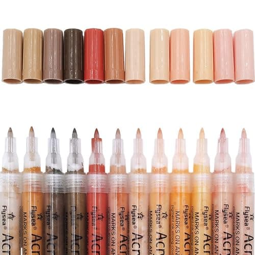Marqueurs de peinture acrylique Feutres acryliques Couleurs de peaux 0,7 mm pour peinture sur mur toile Pierre Bois et p