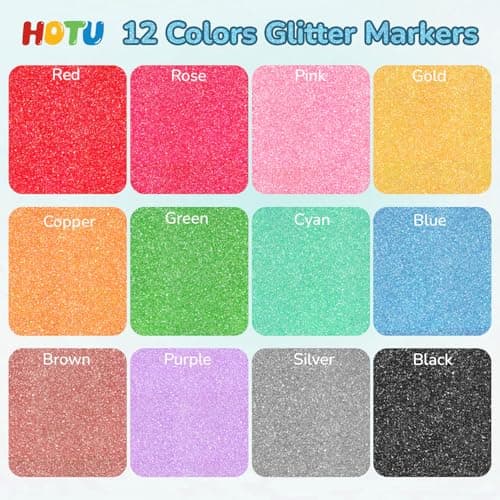 HOTU Feutres À Paillettes Imperméables 12 Marqueurs Acryliques Pour Art Sur Pierre, Céramique, Bois, Tissu, Scrapbooking