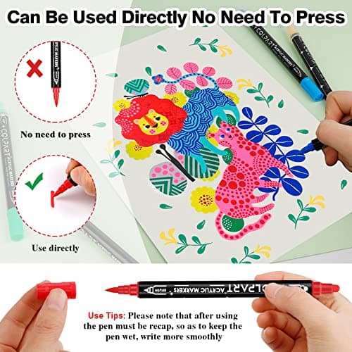 Marque Acrylic Paint Markers Colpart 36 Feutres à Double Pointe pour Peindre sur Roche, Bois et Toile - Materiaux Artist