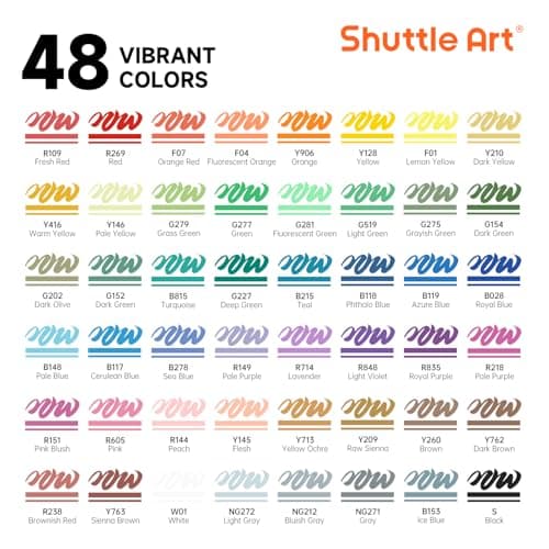 Shuttle Art Feutres Acryliques à Pointe Pinceau pour Calligraphie et Bricolage, 48 Couleurs Marqueurs Acryliques sur Cér