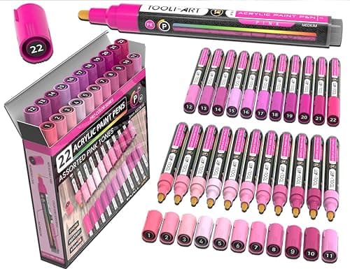TOOLI-ART Skin Pro Color Series Lot de 22 marqueurs acryliques - Pointe extra fine - Non toxiques - Idéaux pour peinture — Rose