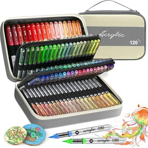 VividHues Feutre Acrylique 120 Couleurs - Marqueur Acrylique pour Peinture sur Bois, Toile, Verre et Céramique, Idéal po