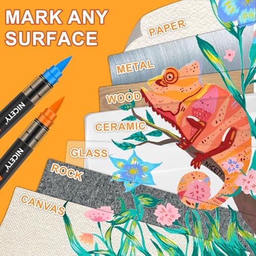 Marqueurs acryliques NICETY 180 Couleurs – Pour Adultes – Pointe 1-6mm – Peinture sur Pierre, Bois, Verre, Céramique – S