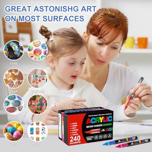 TrendGate 240 Couleurs Feutre Acrylique pour Artiste Amateur et Professionnel, Usage sur Papier, Verre, Métal et Plastiq