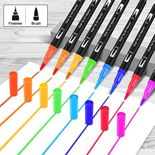 Stylo à aquarelle feutre coloriage 36 couleurs pour adulte mandala bullet journal calligraphie 0,4 mm 1-2 mm