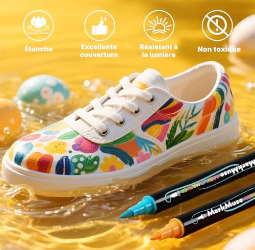 MarkMuse 72 Couleurs Feutre Acrylique, Excellents Stylos Acryliques à Pointe Pinceau pour le Coloriage Adulte, Idéaux po