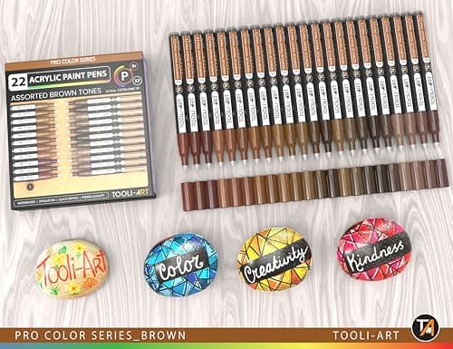 Marqueurs acryliques Marron Série Pro Pointe extra fine 0,7 mm pour múltiples surfaces - Sécurité et qualité - Lot de 22