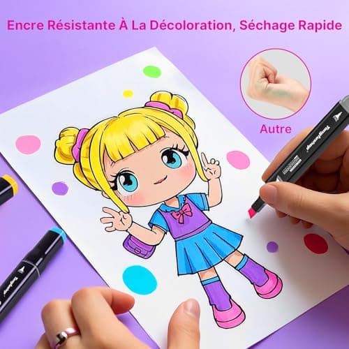 Tongfushop Feutres à Alcool 204 Couleurs Adulte Art Séchage Rapide