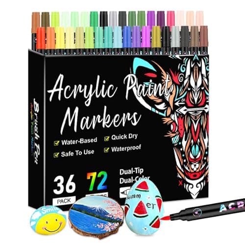 ETUCYNG Jeu De Feutres Acryliques 72 Couleurs Double Pointe | Adultes Fournitures Bureau Décoration